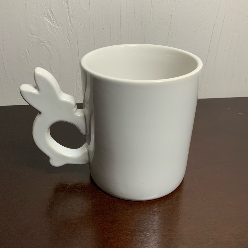 Vintage Taiwan Happy Easter White Bunny Handle Mug Floral Rabbit Cottagecore - Picture 4 of 7
